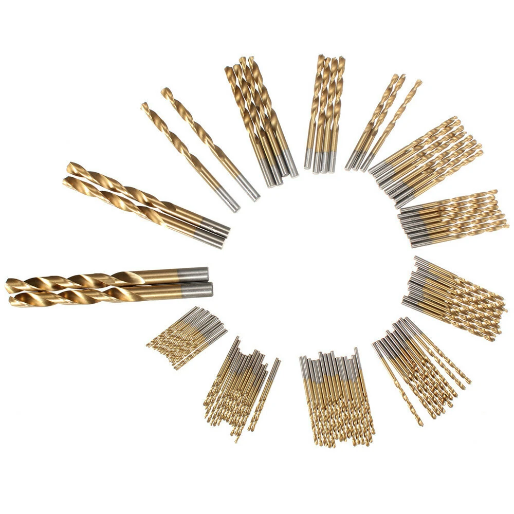 Drillpro 100pc 1.5-10mm Titanium Coated Drill Bit Set High Speed Steel Manual Twist Bits - Image 2