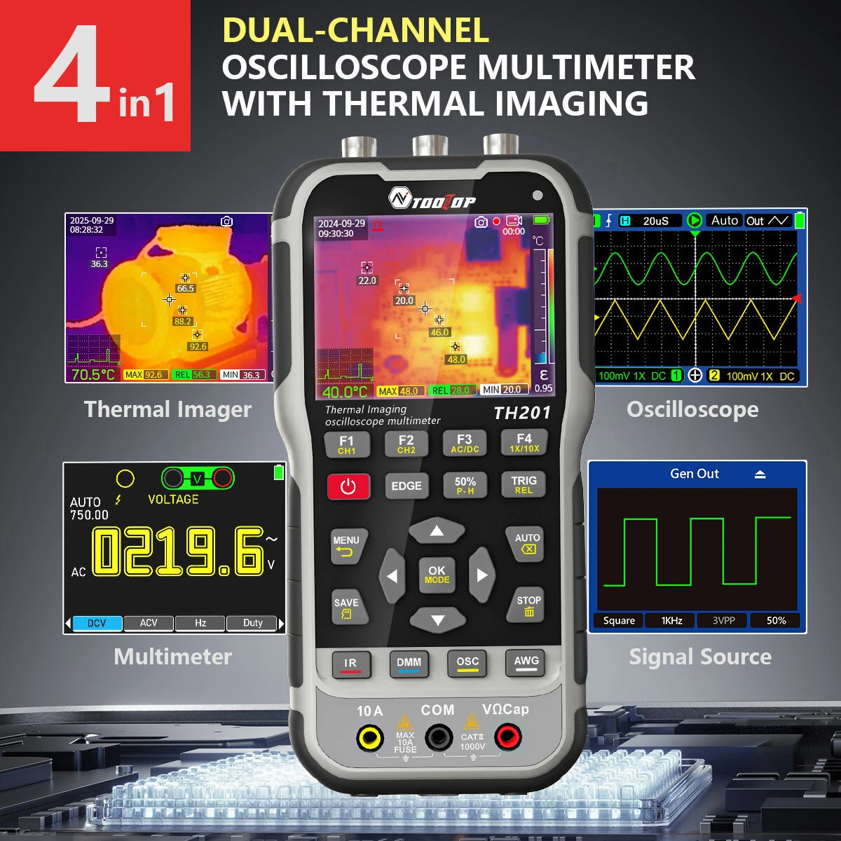 AV TOOLTOP TH201 4-in-1 Digital Oscilloscope | 70MHz 2CH | Thermal Camera & Multimeter - Image 4