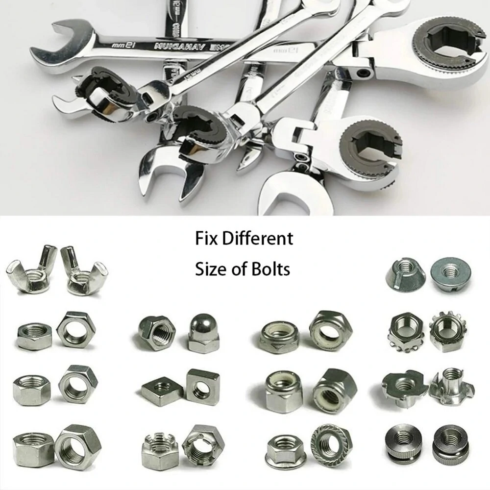 Fix Tubing Wrench Set - 12PCS 8-19mm Ratchet with Flex Head | Universal Spanner Tool - Image 5