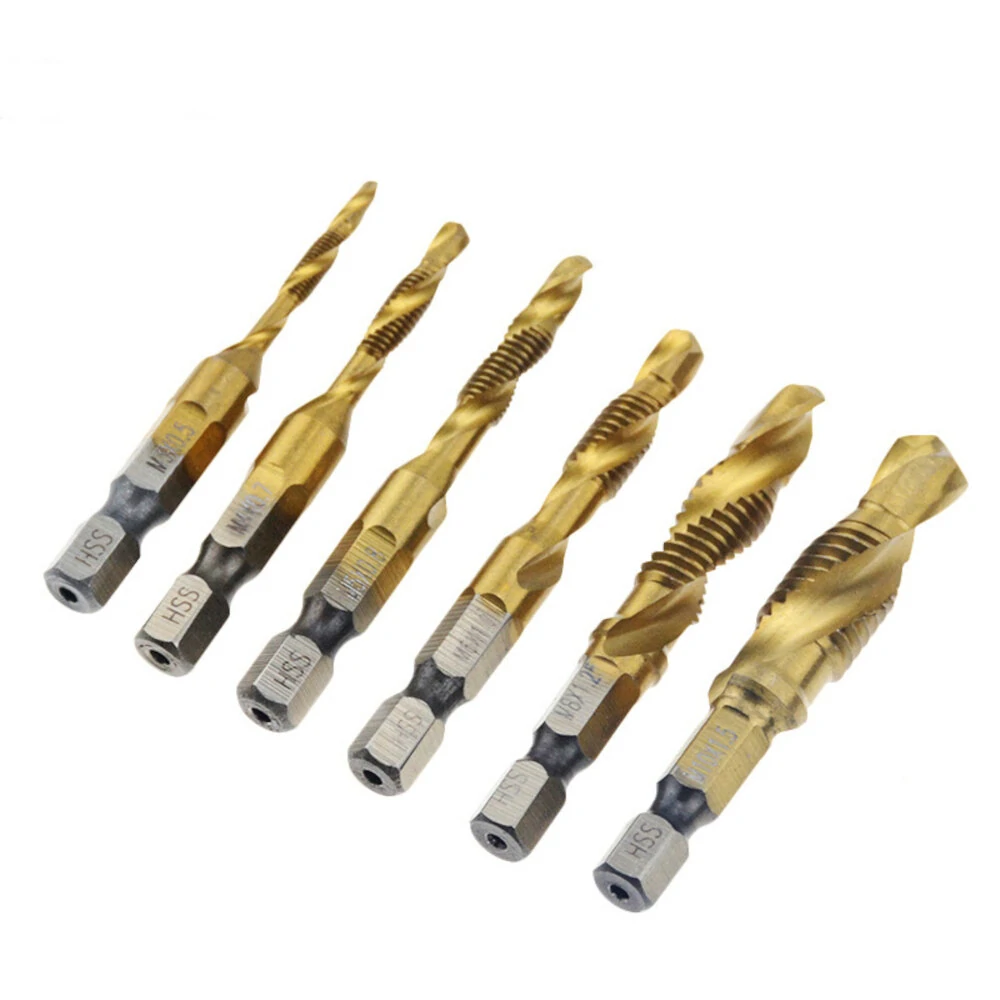6Pcs 1/4 Inch HSS Drill Tap Bit Set | M3-M10 Hex Shank | Deburr Countersink - Image 5