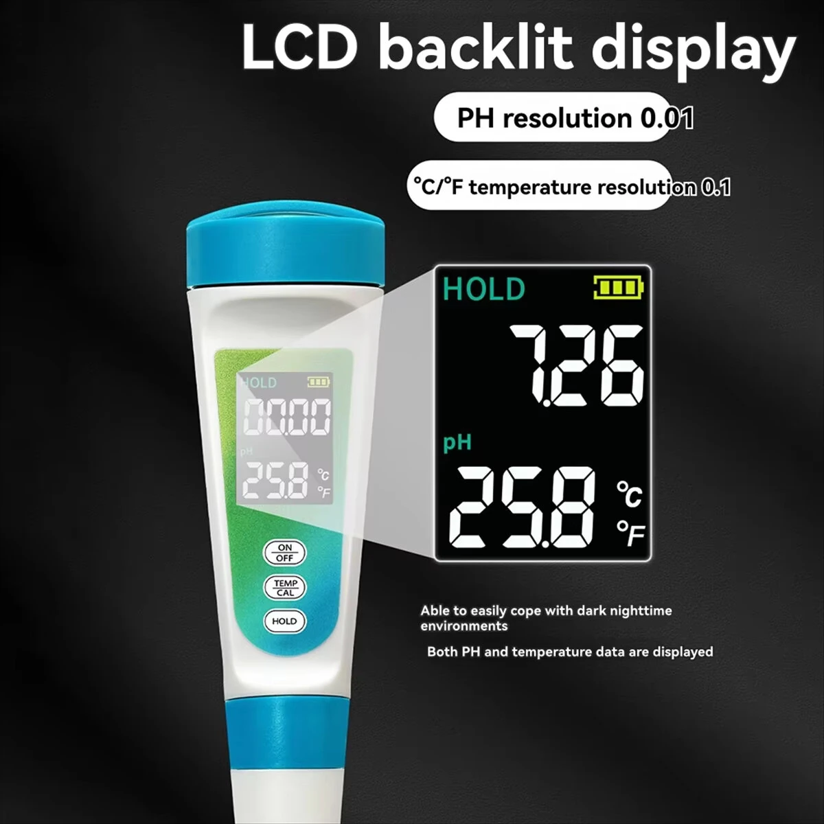 A03R PH-012 Digital PH Meter Pen - Backlight LCD Water Quality Tester 0.00-14.00ph - Image 3