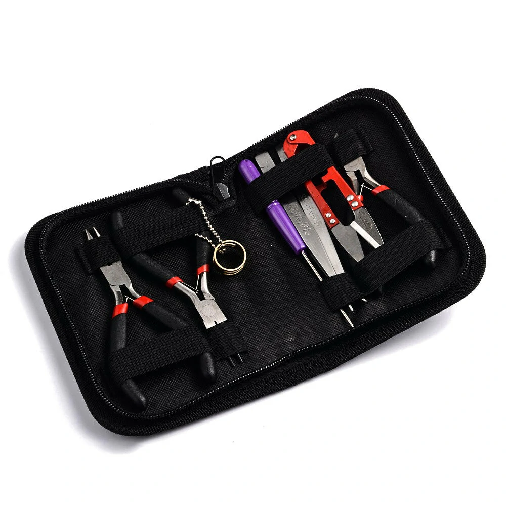 Mini Black Bent Crimping Pliers Set - 8PCS DIY Jewelry Making Tool Kit - Image 5