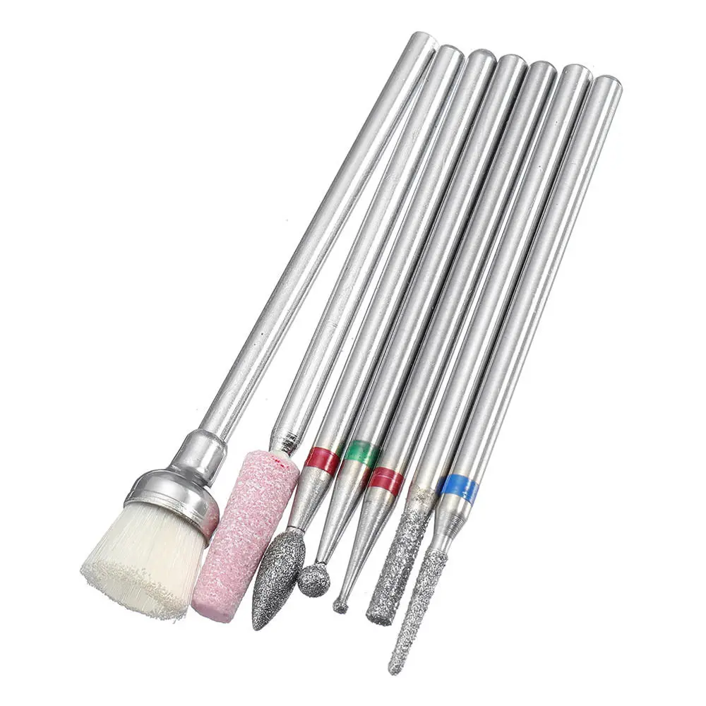 7pcs Abrasive Drill Bits | 3/32 Inch Rotate Burr for Cuticle Manicure Pedicure - Image 2