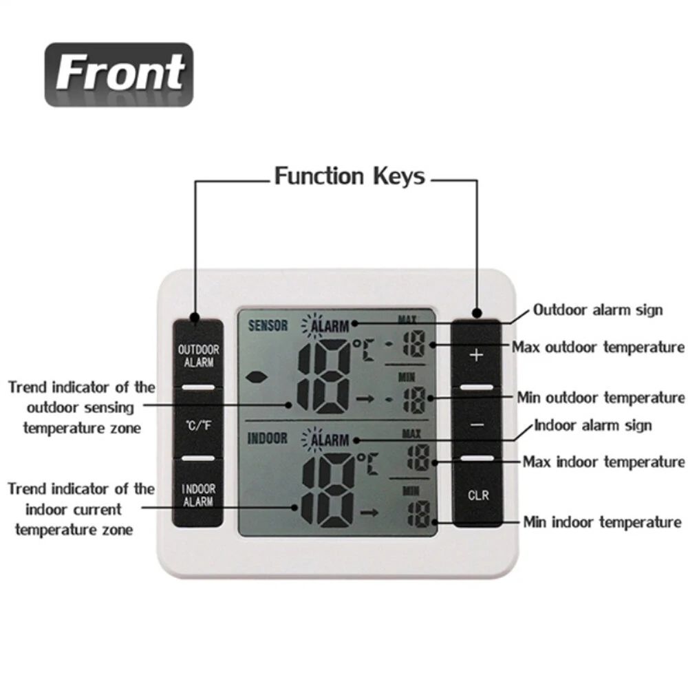 High Accuracy 433MHz Thermometer - Indoor/Outdoor with Smart Alarm & LCD Display - Image 5