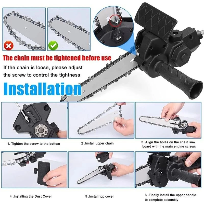 Portable Woodworking Chainsaw Adapter for Electric Drill | 4 Inch Cutting Kit - Image 4