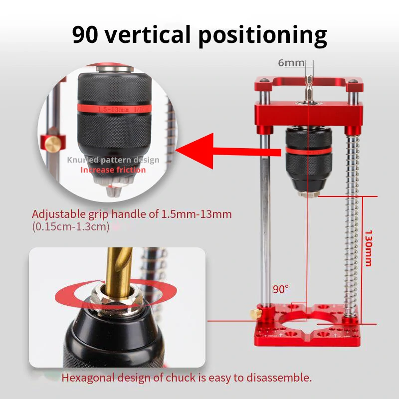 ENJOYWOOD Drill Guide Stand | 35mm & 26mm Hinge Hole Jig For Cabinet DIY - Image 4