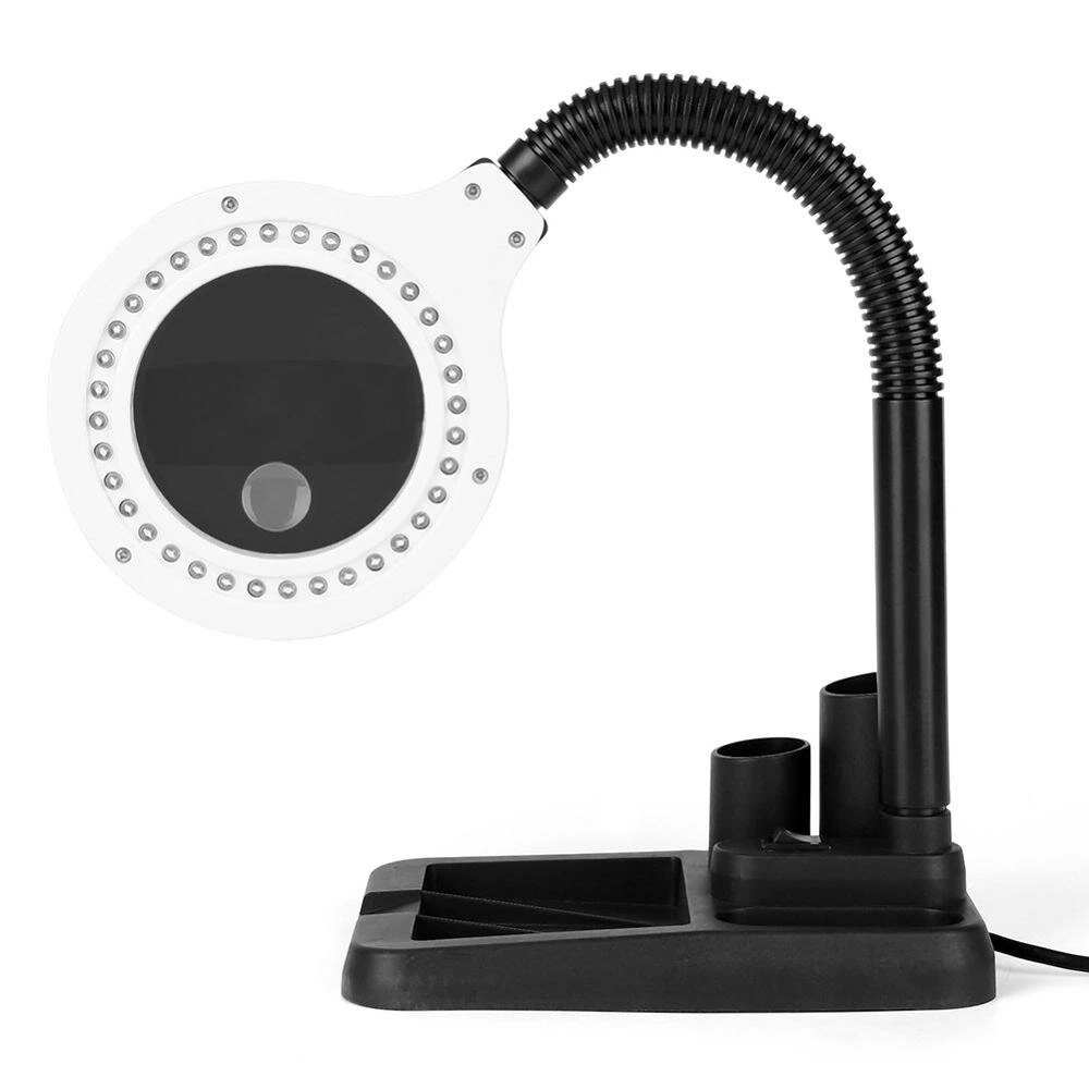 Crafts 5X 10X LED Desk Magnifier Lamp - 40 LEDs Glass Lens Light for Repair - Image 3