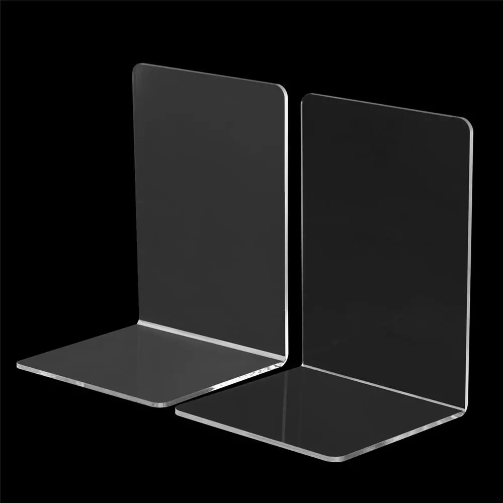 2pcs Clear Acrylic L-Shaped Bookends - 160x150x220mm Organiser for Office & School - Image 3