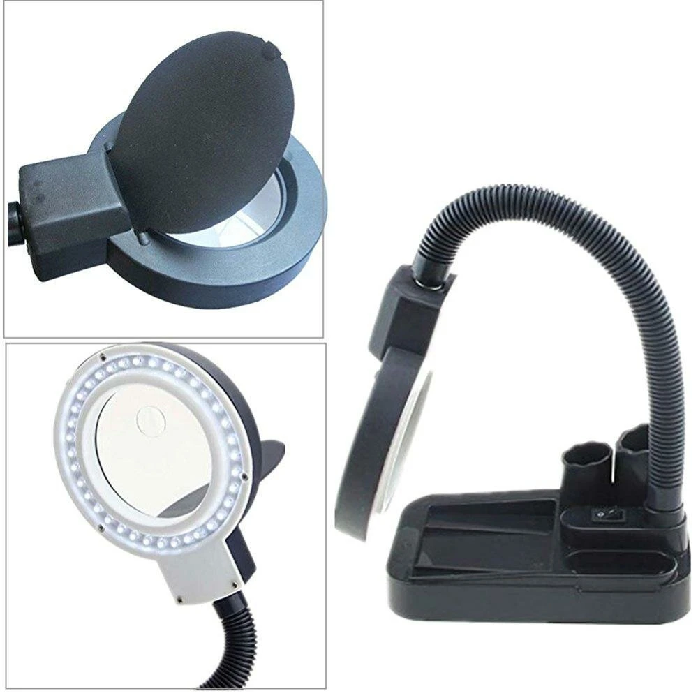 Crafts 5X 10X LED Desk Magnifier Lamp - 40 LEDs Glass Lens Light for Repair - Image 5