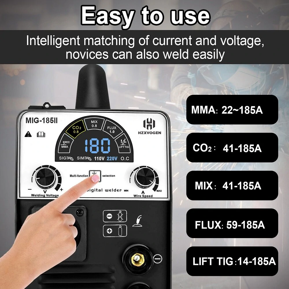 HITBOX MIG185 3-in-1 TIG MIG MMA Welder | 220V Gas/Gasless | Household Use - Image 4