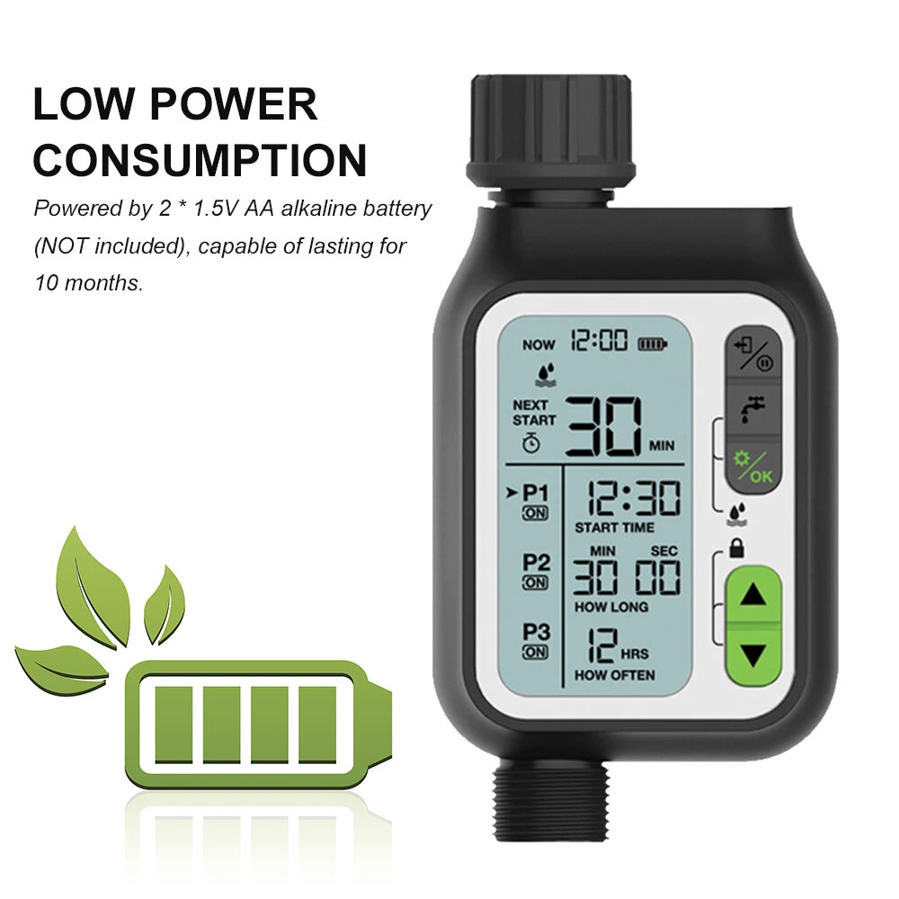 Automatic Irrigation Timer - 3 Separate Timing Programs - Electronic Outdoor Garden Regulator - Image 2