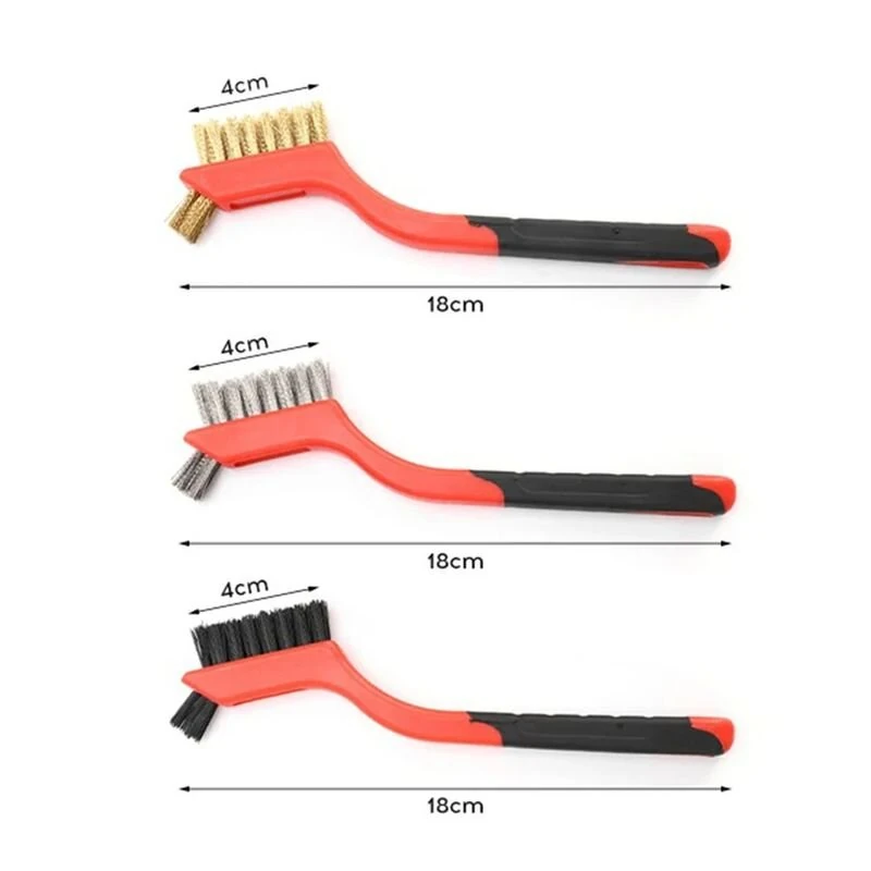 6pcs Wire Brush Set - Nylon, Brass & Steel Bristles for Metal Cleaning & Polishing - Image 4