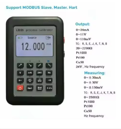 LB06 MODBUS HART Communicator | Process Calibrator for RTU, PT100, TC, 4-20mA, 0-10V - Image 3