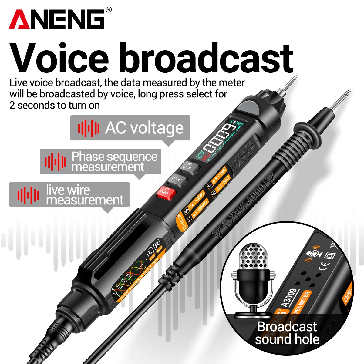 ANENG A3009 Mini Digital Multimeter | Smart Voice Broadcast | AC DC Voltage Tester - Image 3