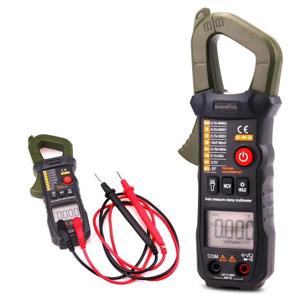Borbede Digital Clamp Meter - 6000 Counts AC/DC, Capacitance & NCV Tester - Image 2