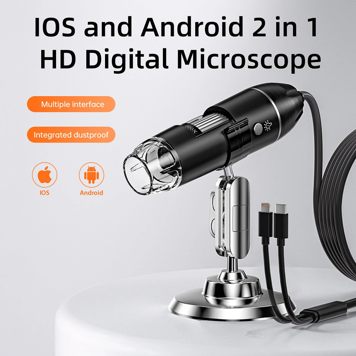 INSKAM 2MP Digital Microscope - 1600X Magnification | 8 LED Lights with Stand - Image 2