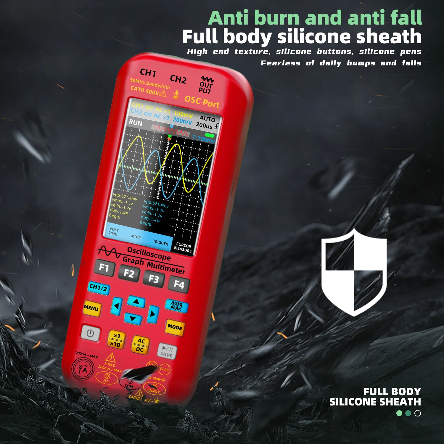 BSIDE O9 Handheld Oscilloscope - 2x50MHz Dual Channel | 3.98 TFT Display | 250MSa/s with Waveform Save - Image 5