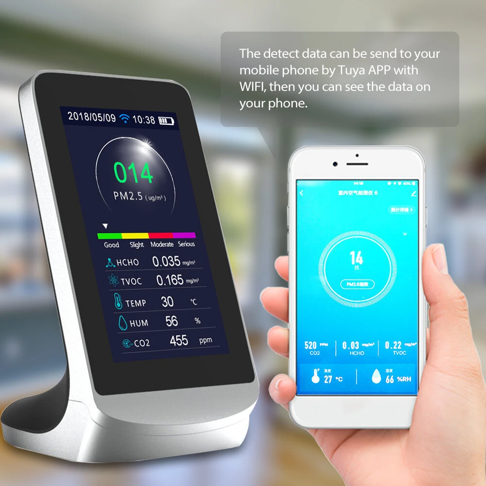 DM72B WiFi Air Quality Monitor - CO2 PM2.5 HCHO TVOC Tester | Tuya Compatible - Image 3