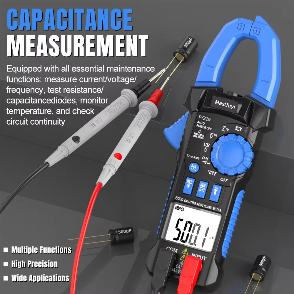FUYI FY219 Digital Clamp Meter - 600A AC DC True RMS Multimeter | Auto Range - Image 5