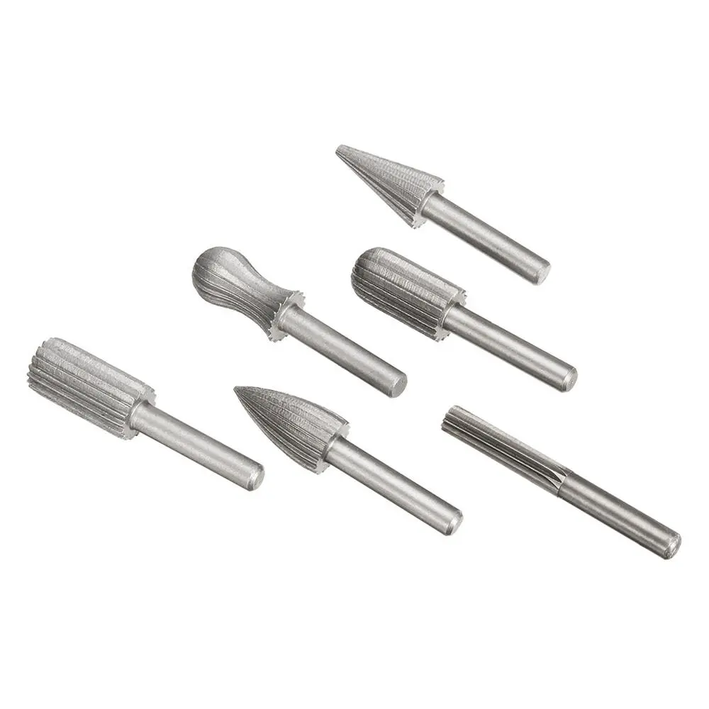 6pcs 6mm 1/4 Inch Shank HSS Rotary File Burr Set | High Speed Steel Carving Bits - Image 4