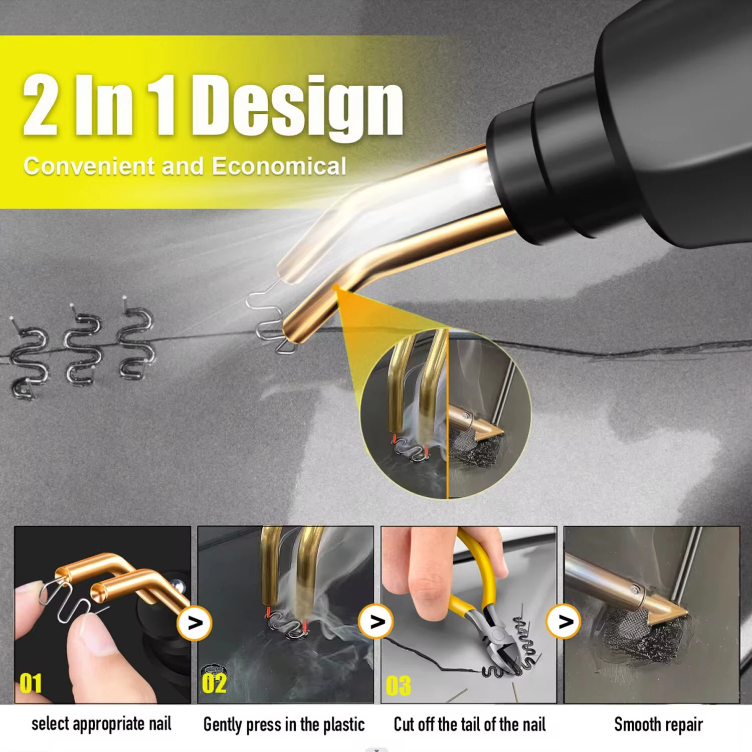 70W Plastic Welder - 400 Staples, 400°C Rapid Heating & LED Light | Car Bumper Repair - Image 2