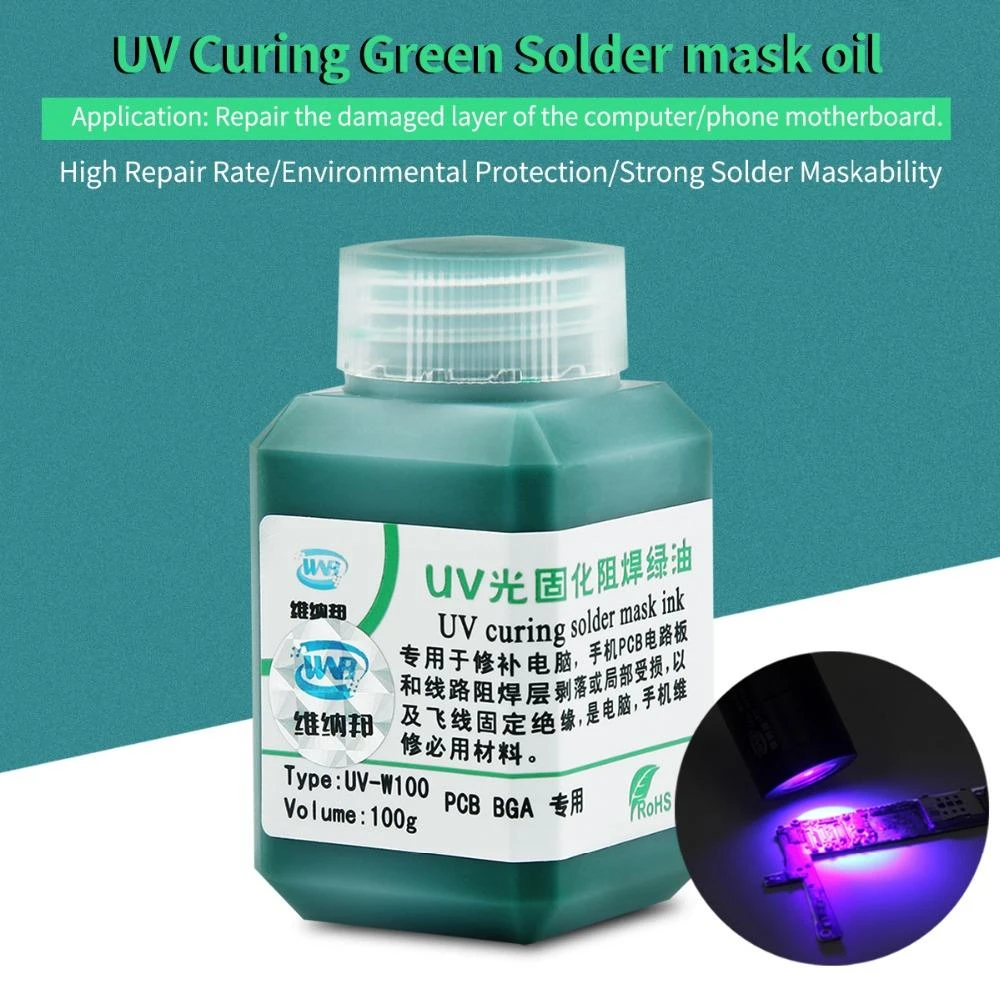 WNB 100g Green UV Solder Mask Ink - Prevents Corrosion & Arcing for PCB BGA Soldering - Image 2