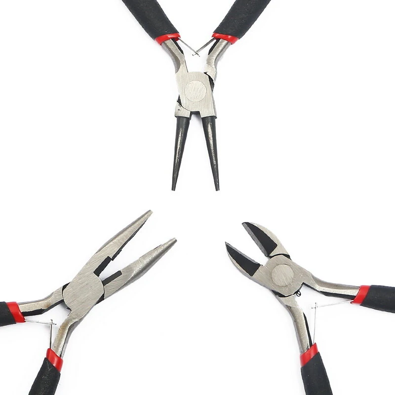 Mini Black Bent Crimping Pliers Set - 8PCS DIY Jewelry Making Tool Kit - Image 3