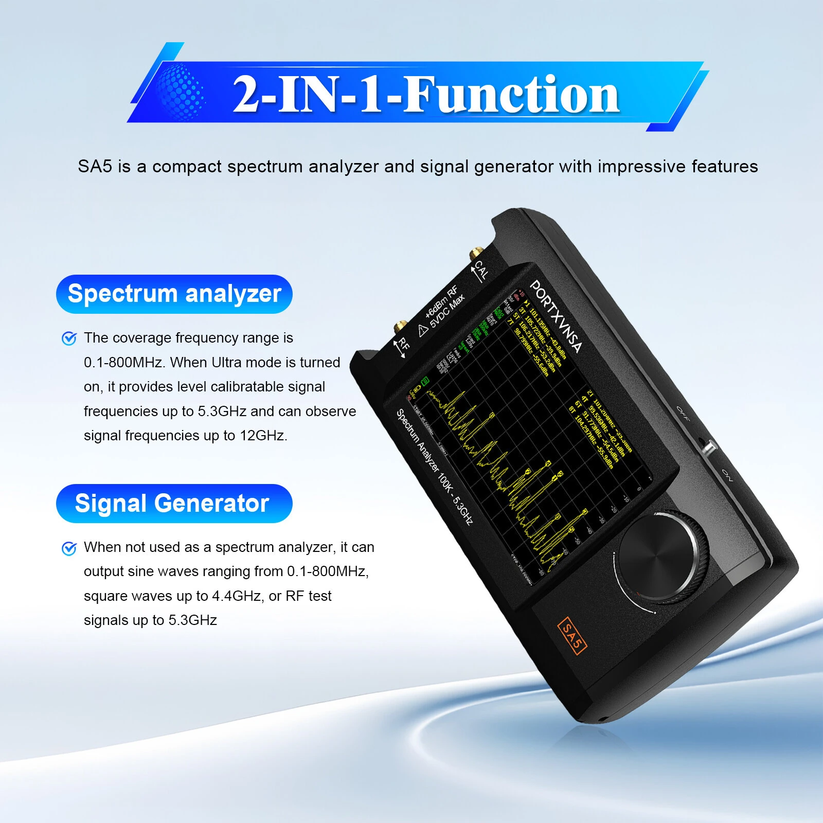 SA5 RF Analyzer | 4 Inch Display | 100kHz-6GHz Range | 5000mAh Battery - Image 3