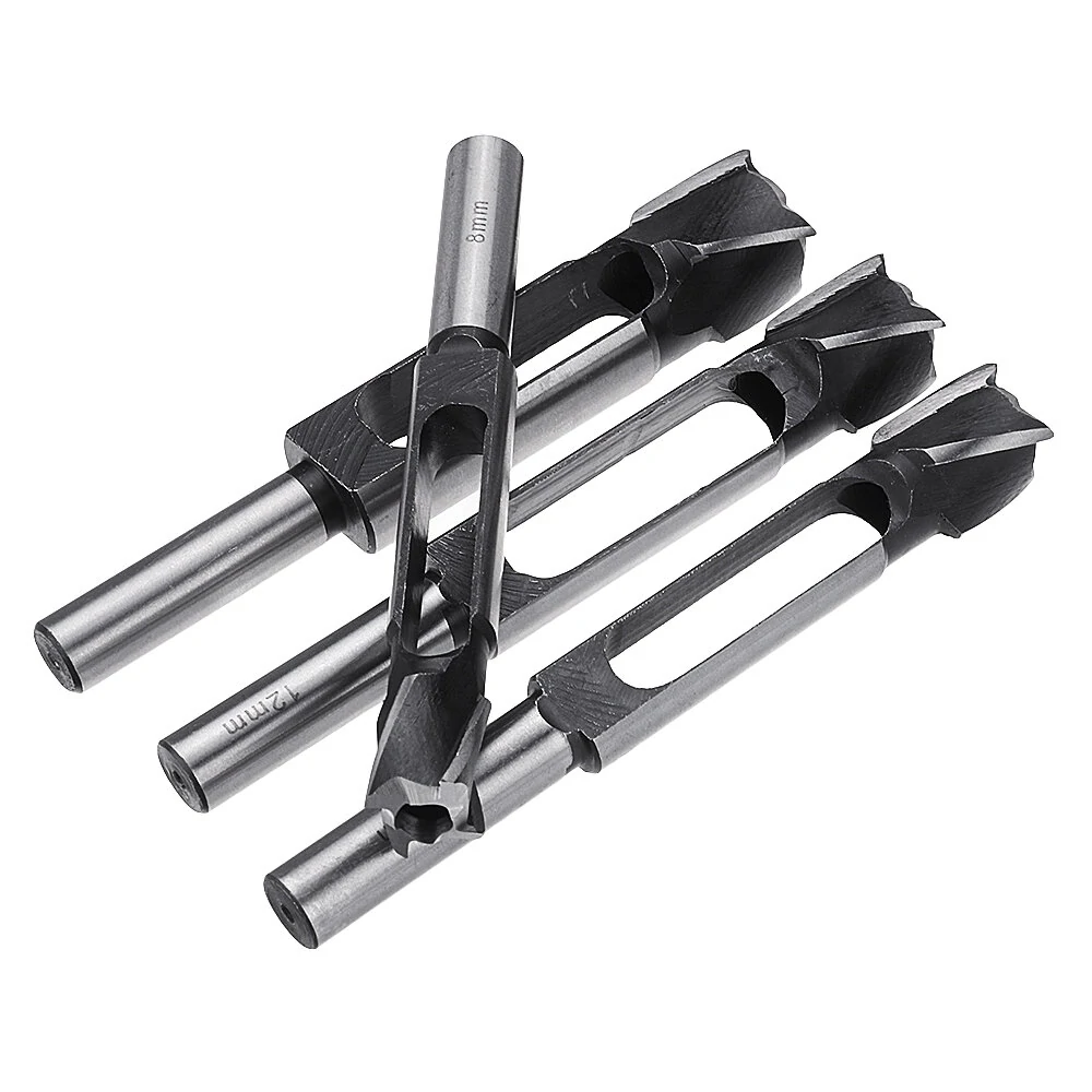 Drillpro 4pc Tenon Dowel Plug Drill Set - 8/10/12/15mm Tapered Cutter | 13mm Shank - Image 3