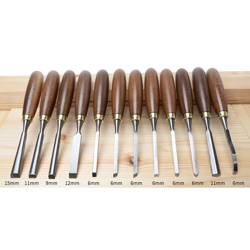 MYTEC 12pcs Wood Carving Chisel Set - 65Mn High Carbon Steel Sharp Blades - Image 2
