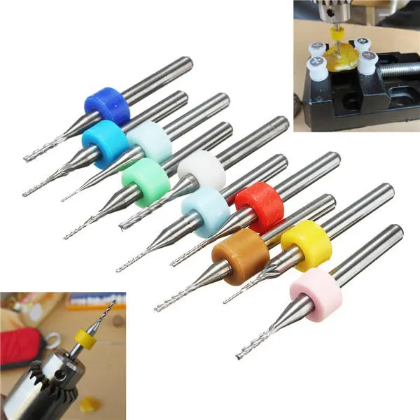 Carbide End Mill Set - 10pcs PCB Cutter 0.5-1.4mm | 3.175mm Shank CNC - Image 2