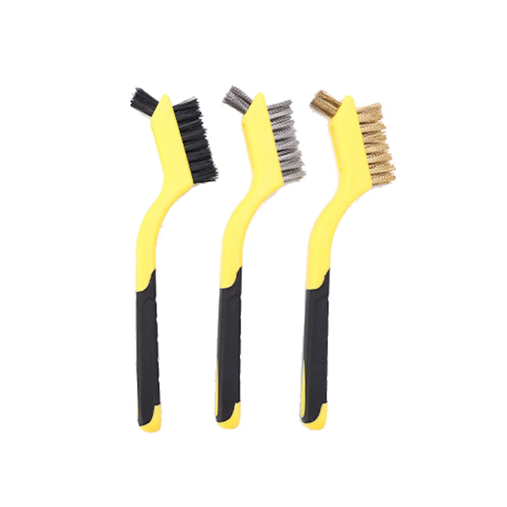 3pcs Wire Brush Set - Stainless Steel & Copper - Curved Handle Grip for Rust Cleaning - Image 4