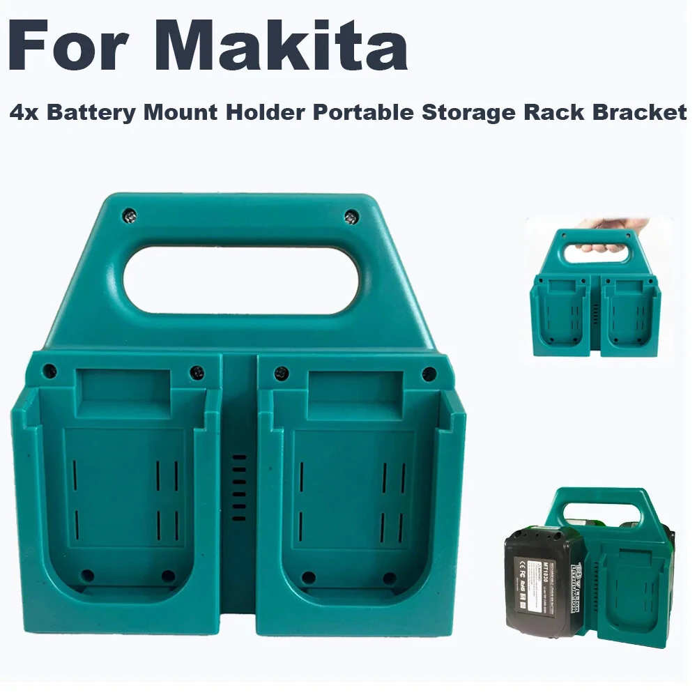 18V Battery Storage Rack | 4 Slot Holder Organizer | Wall-Mounted ABS Plastic - Image 4