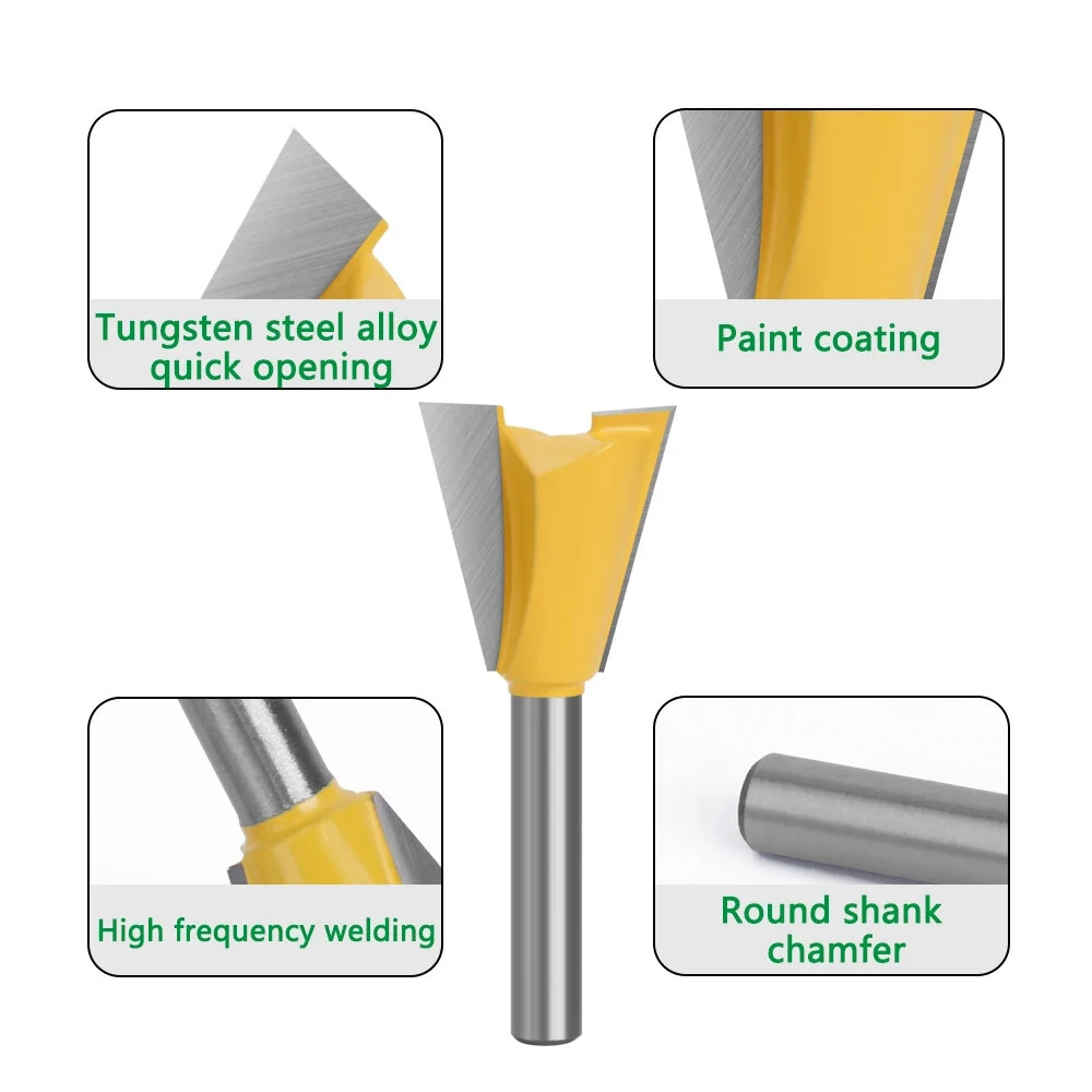 LAVIE 6-Piece Dovetail Router Bit Set - 1/4 Shank - 6mm to 7/8 Cutting Dia - Image 4