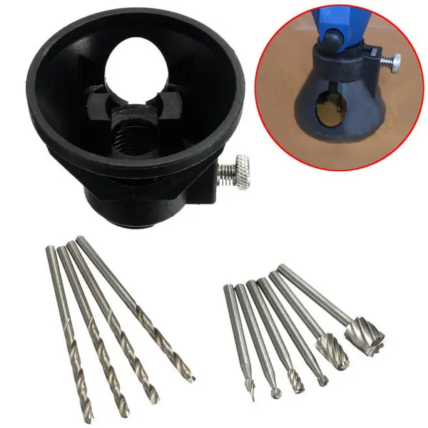 Drillpro Carving Locator 4pcs 3mm Twist Drills 6pcs Wood Milling Burrs Rotary Tool - Image 5