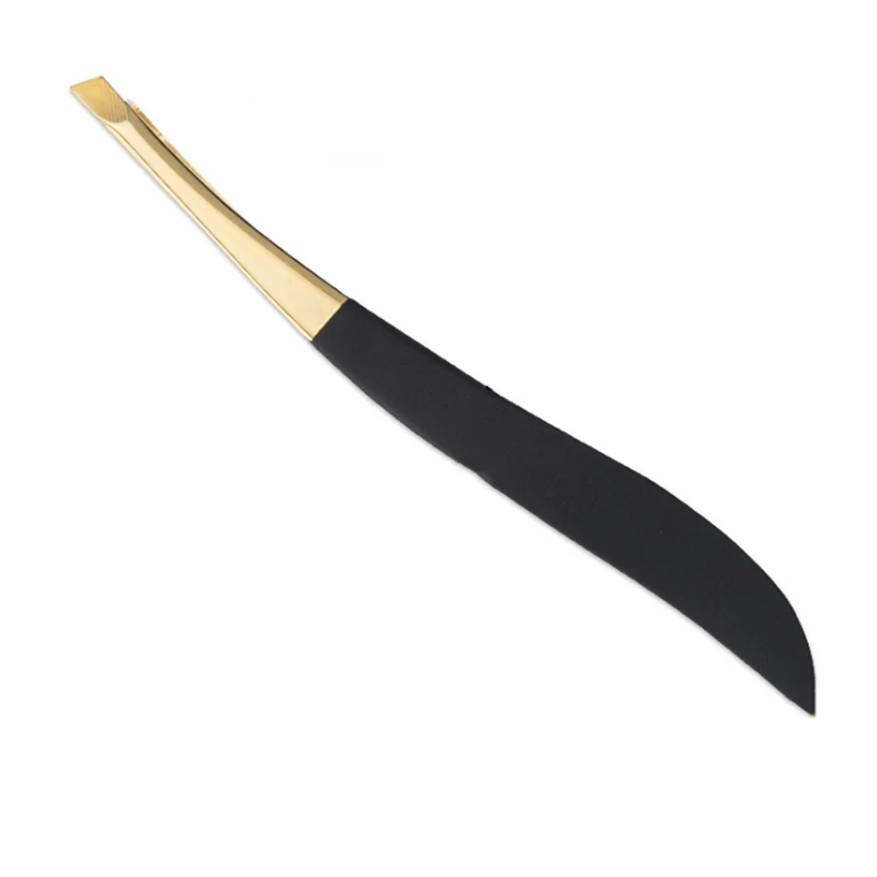 Golden Head Slanted Eyebrow Tweezer - Stainless Steel Hair Removal & Makeup Tool - Image 2