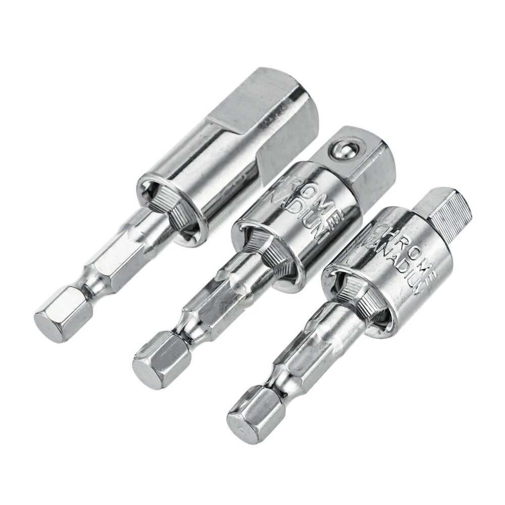 3Pcs Universal Square Head Adapter - 1/4 3/8 1/2 Inch 360 Rotating Sleeve Rod - Image 3