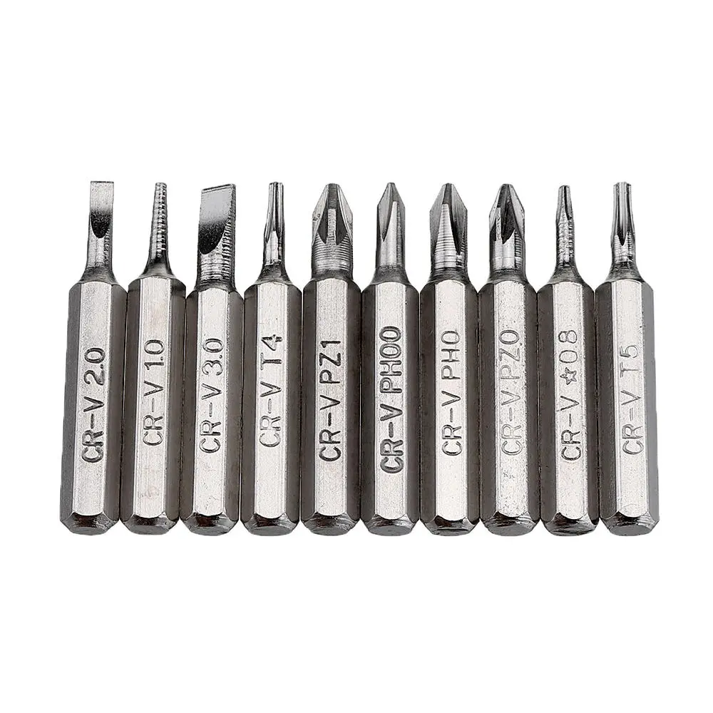 Drillpro 10pcs 4mm CR-V Screwdriver Bit Set | Phillips Slotted Torx | Phone Repair Tool - Image 2