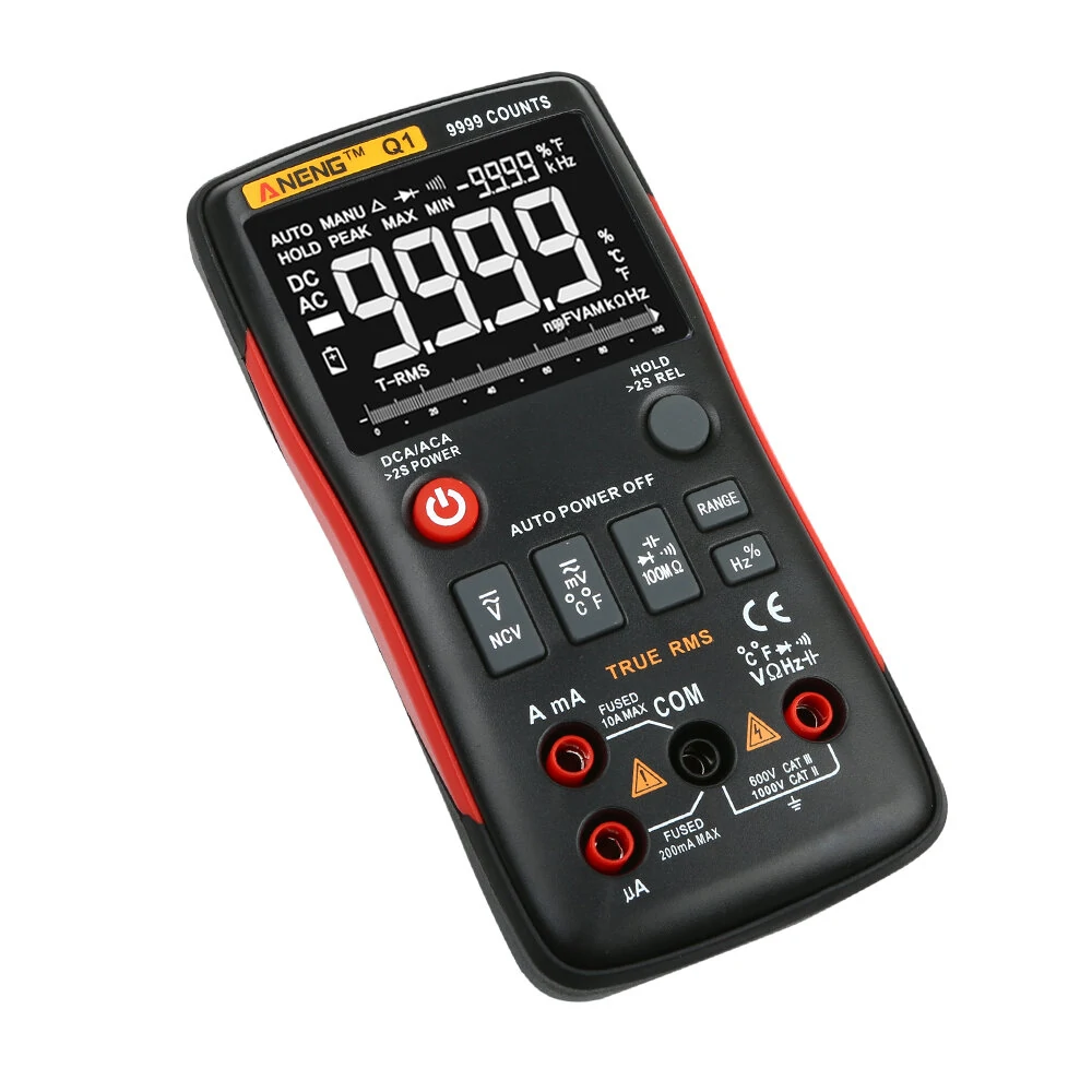ANENG Q1 9999 True RMS Multimeter - AC/DC Voltage, Current, Resistance, Capacitance, Temp, Auto/Manual Range, Analog Graph Display - Image 5