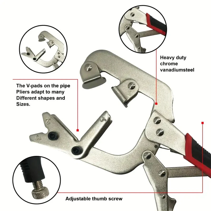 Bessey 10-Inch C-Clamp Locking Pliers | 1-3 Inch Capacity with V-Pads | Fast Release Alloy Steel - Image 3