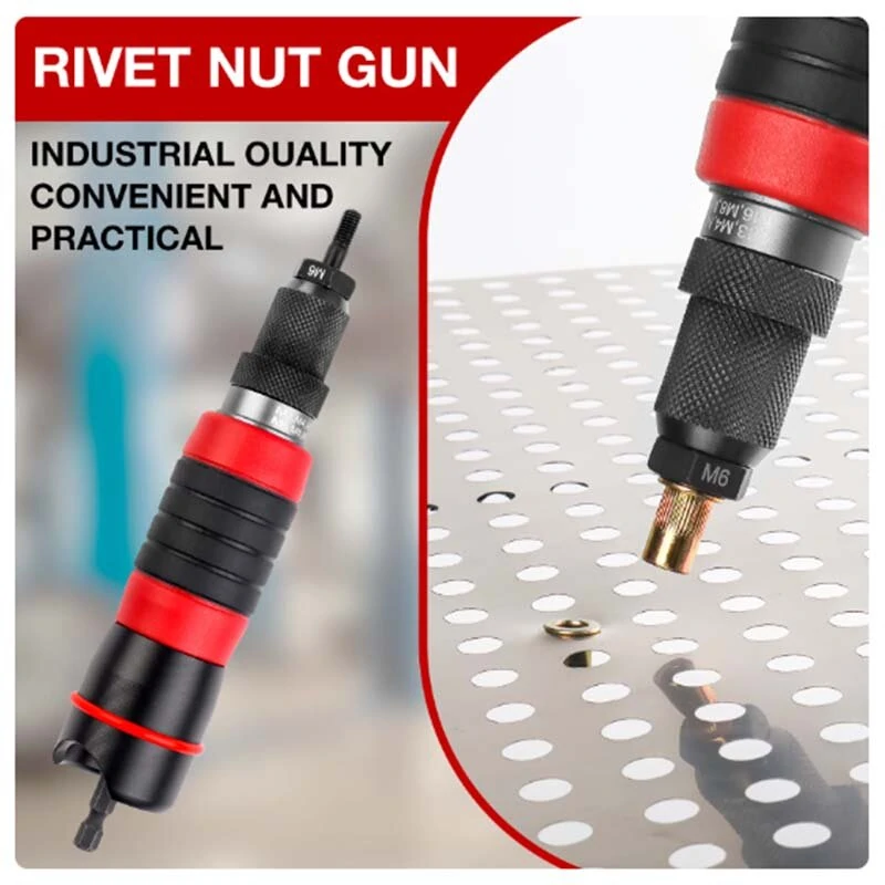 3/8 Rivet Nut Drill Adapter Kit - Professional Nut Gun Tool with Rubber Coating - Image 3