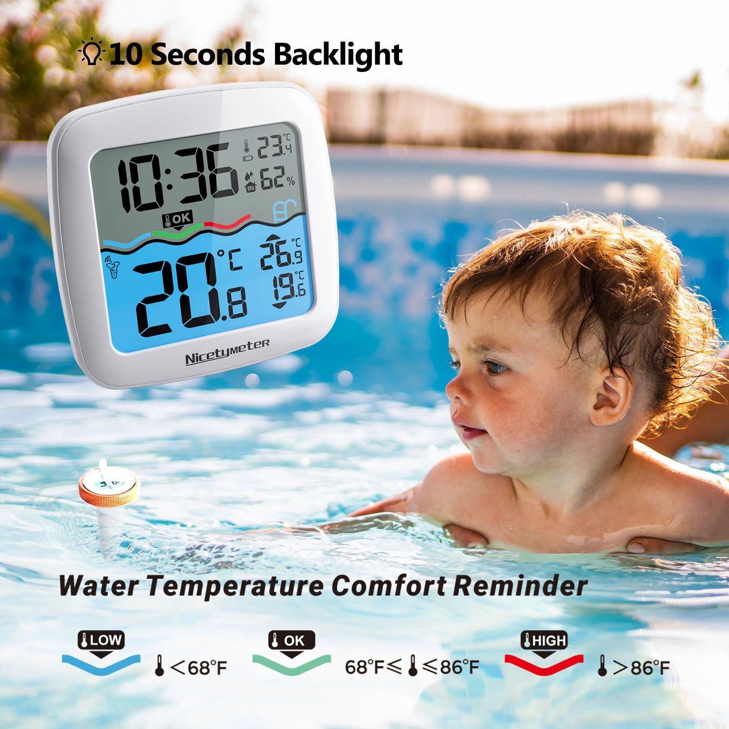 Wireless Pool Thermometer - 200ft Range Digital Hygrometer | 3 Channel Sensor - Image 2