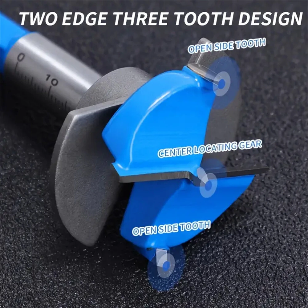 5pcs Blue Carbide Woodworking Hole Opener Set | Adjustable 15-35mm | Hinge Drill Bits - Image 5