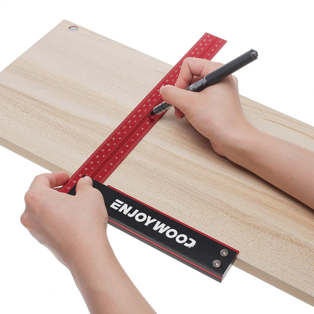 Enjoywood Precision Square Ruler - 300mm Aluminum Alloy Right Angle for Woodworking & Framing - Image 3
