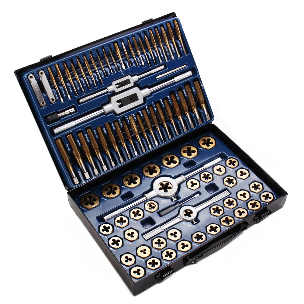 Drillpro 86Pcs Titanium SAE & Metric Tap and Die Set | Hard Alloy Plating Tools - Image 2