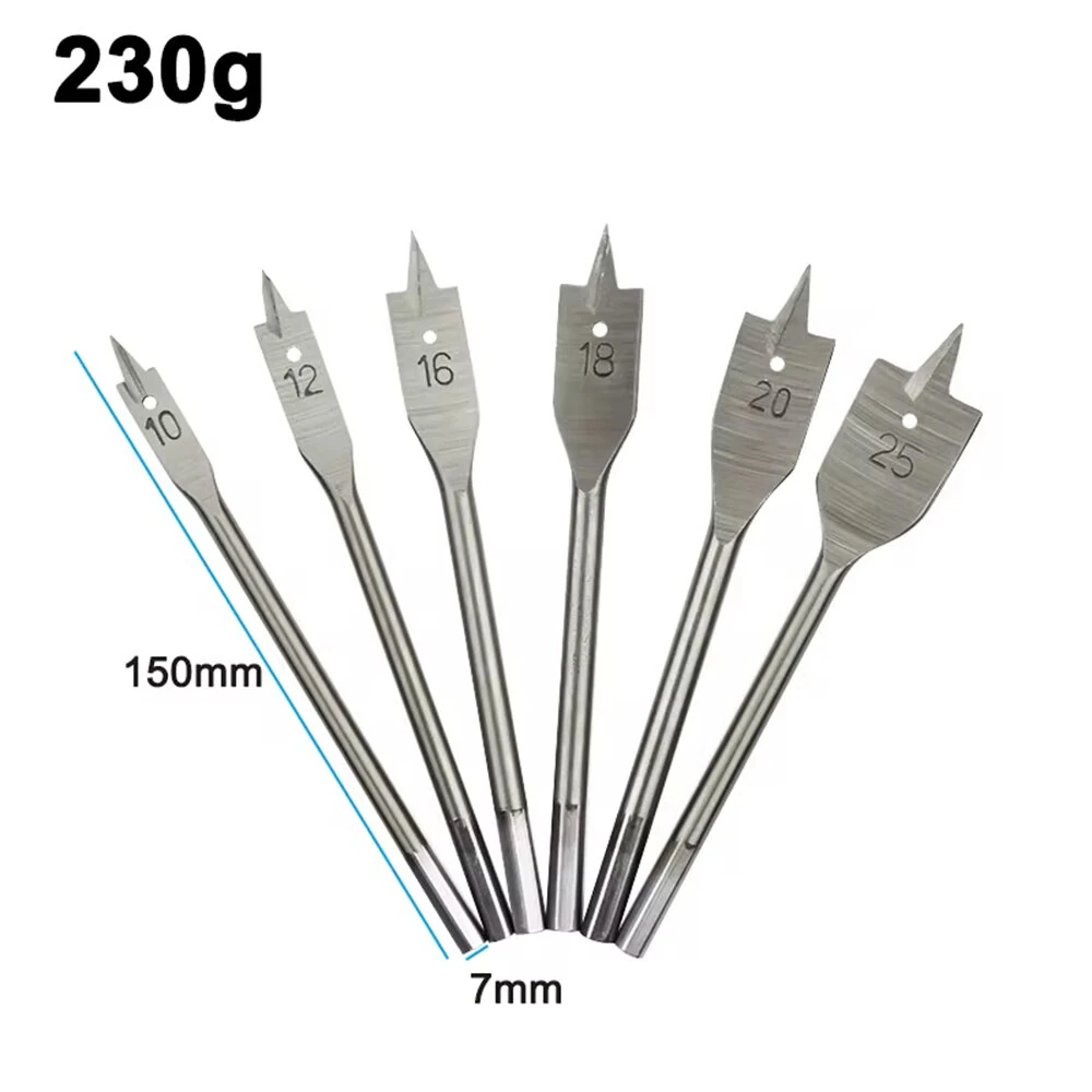 6PCS Three-Pointed Flat Drill Bit Set - High Carbon Steel HRC50 - Woodworking Tool - Image 5