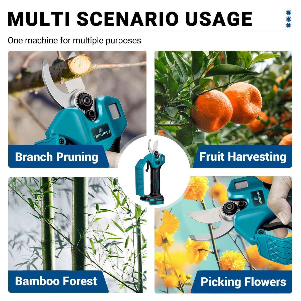 Drillpro 35mm Cordless Pruning Shears | 21V 800W Electric - Makita Battery Compatible - Image 5
