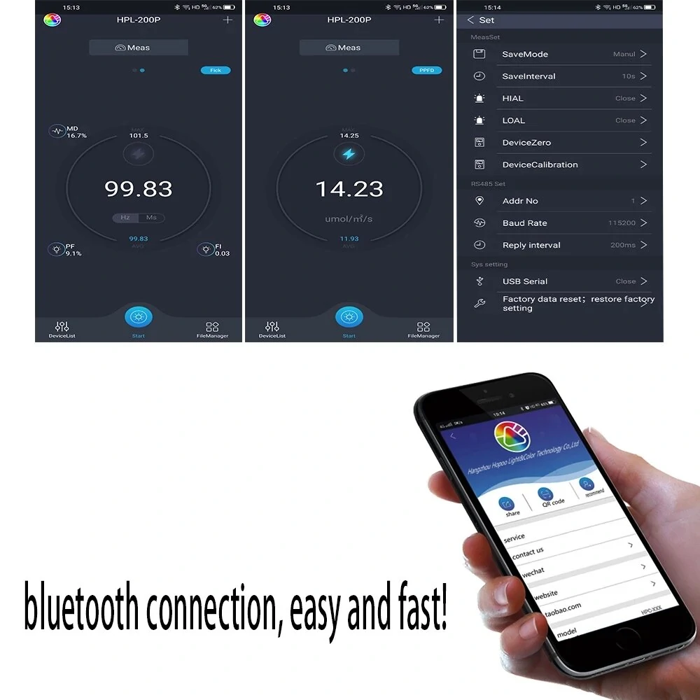 HPL200P Wireless PPFD Meter | 400-700nm Bluetooth LED Plant Growth Tester - Image 4