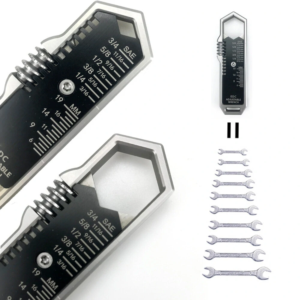 EDC Adjustable Wrench Multitool | 25 SAE & Metric Sizes | One-Handed Operation - Image 3