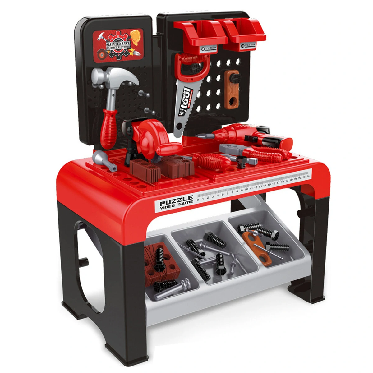46/64Pcs Kids Tool Bench Playset | Pretend Repair Construction Toy Set - Image 3